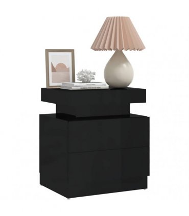 vidaXL Bedside Cabinet High Gloss Black 45x35x52 cm Engineered Wood