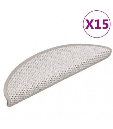vidaXL Stair Mats Self-adhesive Sisal-Look 15 pcs 56x17x3 cm Platina