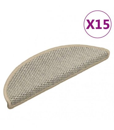vidaXL Stair Mats Self-adhesive Sisal-Look 15pcs 56x17x3cm Light Green