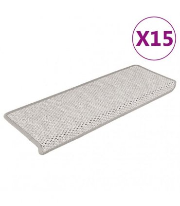 vidaXL Stair Mats Self-adhesive Sisal-Look 15 pcs 65x21x4 cm Platina