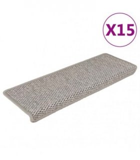 vidaXL Stair Mats Self-adhesive Sisal-Look 15 pcs 65x21x4 cm Silver