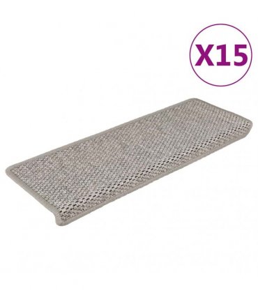 vidaXL Stair Mats Self-adhesive Sisal-Look 15 pcs 65x21x4 cm Silver