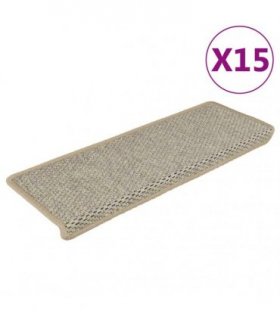 vidaXL Stair Mats Self-adhesive Sisal-Look 15pcs 65x21x4cm Light Green