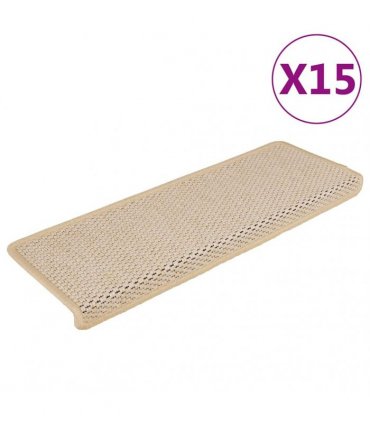 vidaXL Stair Mats Self-adhesive Sisal-Look 15 pcs 65x21x4 cm Berber