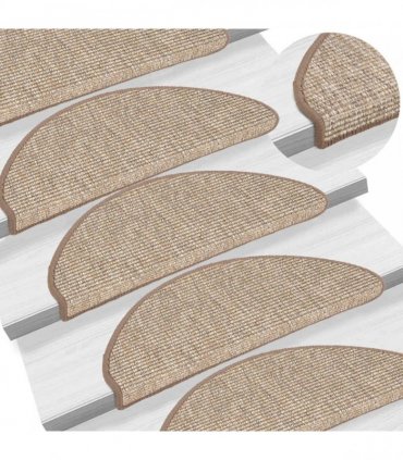 vidaXL Stair Mats 15 pcs 56x17x3 cm Light Brown Half Round
