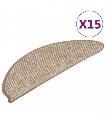 vidaXL Stair Mats 15 pcs 56x17x3 cm Light Brown Half Round