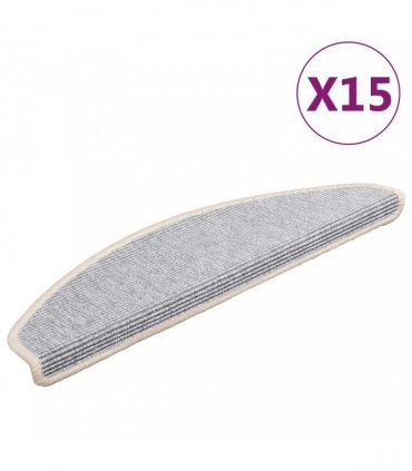 vidaXL Stair Mats 15 pcs 65x21x4 cm Silver Half Round Large