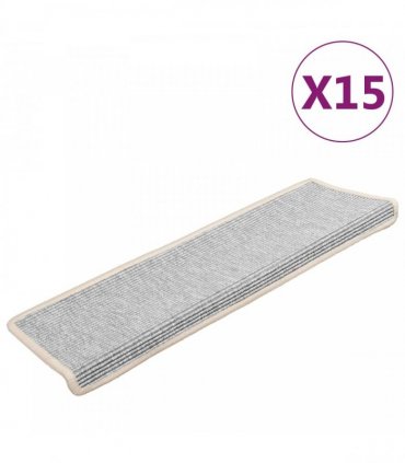 vidaXL Stair Mats 15 pcs 65x21x4 cm Silver Rectangular Edge