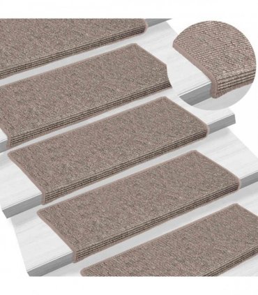 vidaXL Stair Mats 15 pcs 65x21x4 cm Dark Beige Rectangular Edge