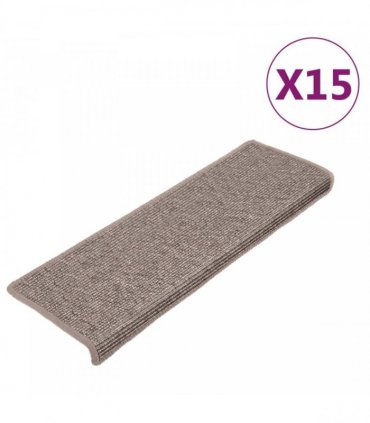 vidaXL Stair Mats 15 pcs 65x21x4 cm Dark Beige Rectangular Edge