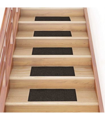 vidaXL Stair Mats Self-adhesive 15 pcs 60x25 cm Dark Brown Rectangular