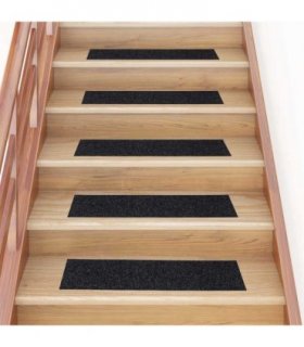 vidaXL Stair Mats Self-adhesive 15 pcs 76x20 cm Black Rectangular