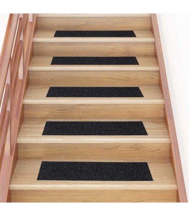vidaXL Stair Mats Self-adhesive 15 pcs 76x20 cm Black Rectangular
