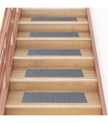 vidaXL Stair Mats Self-adhesive 15 pcs 76x20 cm Light Grey Rectangular