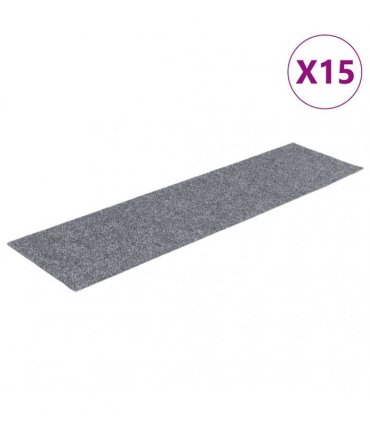vidaXL Stair Mats Self-adhesive 15 pcs 76x20 cm Light Grey Rectangular