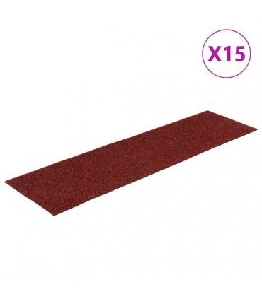 vidaXL Stair Mats Self-adhesive 15 pcs 76x20 cm Bordeaux Red
