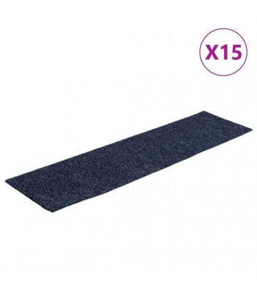 vidaXL Stair Mats Self-adhesive 15 pcs 76x20 cm Grey Blue Rectangular
