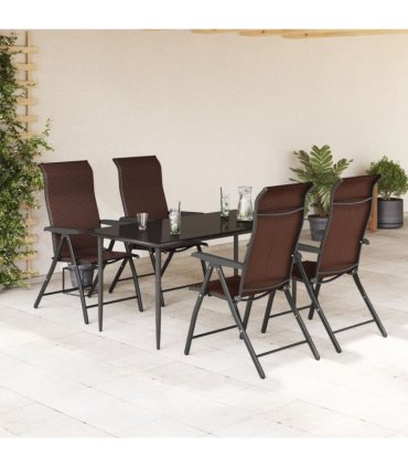 vidaXL Folding Chairs 4 pcs Brown Poly Rattan