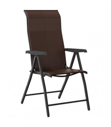 vidaXL Folding Chairs 4 pcs Brown Poly Rattan