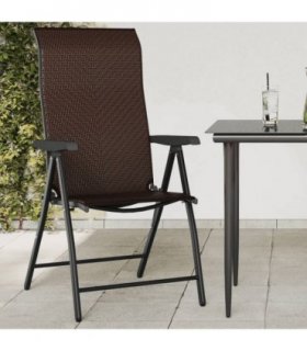 vidaXL Folding Chairs 8 pcs Brown Poly Rattan