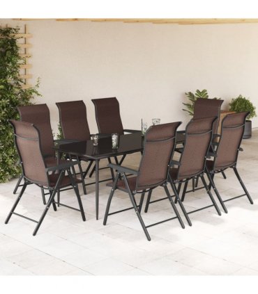 vidaXL Folding Chairs 8 pcs Brown Poly Rattan