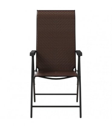 vidaXL Folding Chairs 8 pcs Brown Poly Rattan