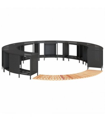 vidaXL Hot Tub Surround Black Poly Rattan and Solid Wood Acacia