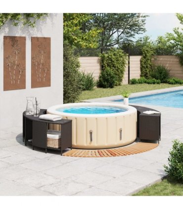 vidaXL Hot Tub Surround Black Poly Rattan and Solid Wood Acacia
