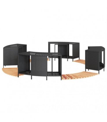 vidaXL Hot Tub Surround Black Poly Rattan and Solid Wood Acacia