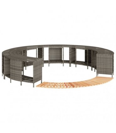 vidaXL Hot Tub Surround Grey Poly Rattan and Solid Wood Acacia
