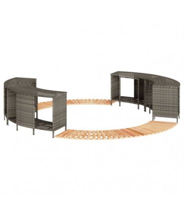 vidaXL Hot Tub Surround Grey Poly Rattan and Solid Wood Acacia