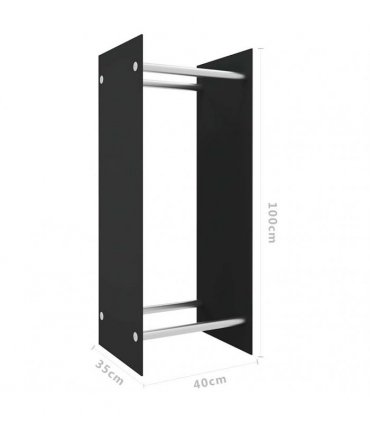 vidaXL Firewood Rack Black 40x35x100 cm Tempered Glass