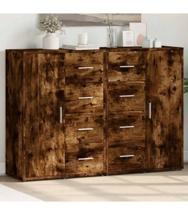 vidaXL Sideboards 2 pcs Smoked Oak 60x31x84 cm Engineered Wood