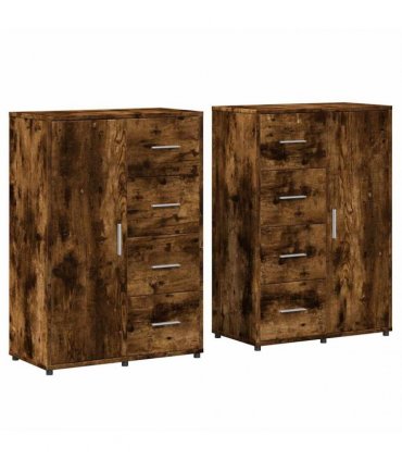vidaXL Sideboards 2 pcs Smoked Oak 60x31x84 cm Engineered Wood