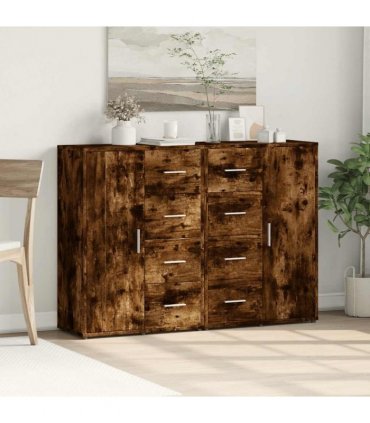 vidaXL Sideboards 2 pcs Smoked Oak 60x31x84 cm Engineered Wood