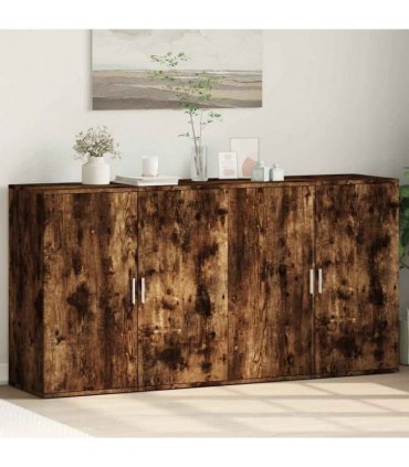 vidaXL Sideboards 2 pcs Smoked Oak 79x38x80 cm Engineered Wood