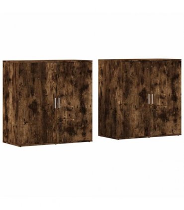 vidaXL Sideboards 2 pcs Smoked Oak 79x38x80 cm Engineered Wood