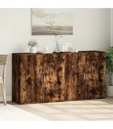 vidaXL Sideboards 2 pcs Smoked Oak 79x38x80 cm Engineered Wood