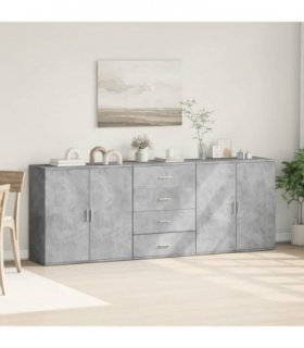 vidaXL Sideboards 3 pcs Concrete Grey Engineered Wood