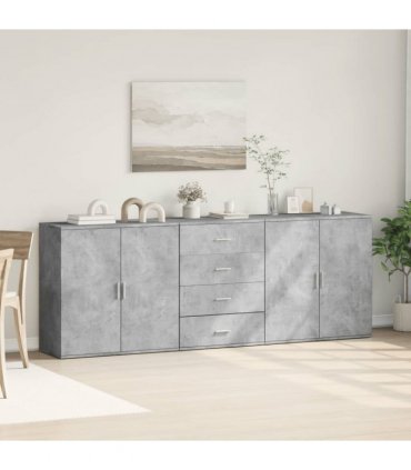 vidaXL Sideboards 3 pcs Concrete Grey Engineered Wood