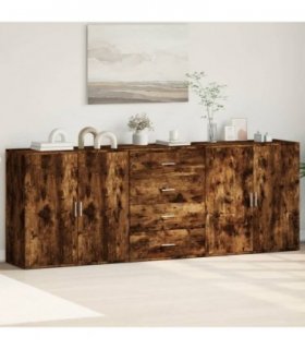 vidaXL Sideboards 3 pcs Smoked Oak Engineered Wood
