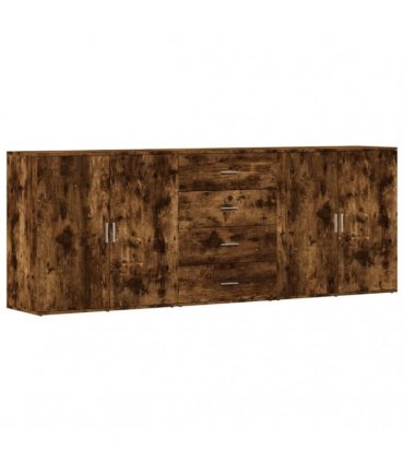 vidaXL Sideboards 3 pcs Smoked Oak Engineered Wood