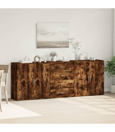 vidaXL Sideboards 3 pcs Smoked Oak Engineered Wood