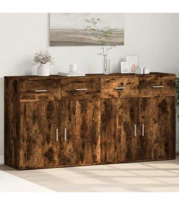 vidaXL Sideboards 2 pcs Smoked Oak 79x38x80 cm Engineered Wood