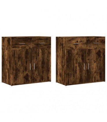 vidaXL Sideboards 2 pcs Smoked Oak 79x38x80 cm Engineered Wood