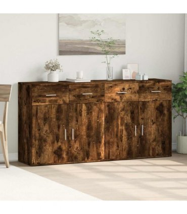 vidaXL Sideboards 2 pcs Smoked Oak 79x38x80 cm Engineered Wood