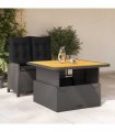vidaXL 2 Piece Garden Dining Set with Cushions Black Poly Rattan