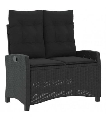 vidaXL 2 Piece Garden Dining Set with Cushions Black Poly Rattan