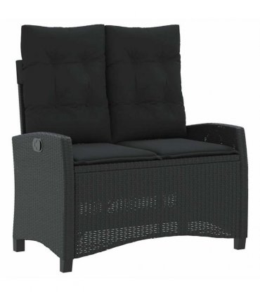 vidaXL 2 Piece Garden Dining Set with Cushions Black Poly Rattan