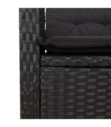 vidaXL 2 Piece Garden Dining Set with Cushions Black Poly Rattan